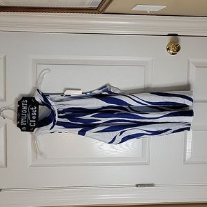 New XL Blue and White Halter Top Animal Pattern Sleeveless